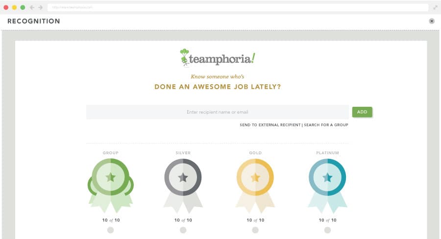 Give recognition award screenshot
